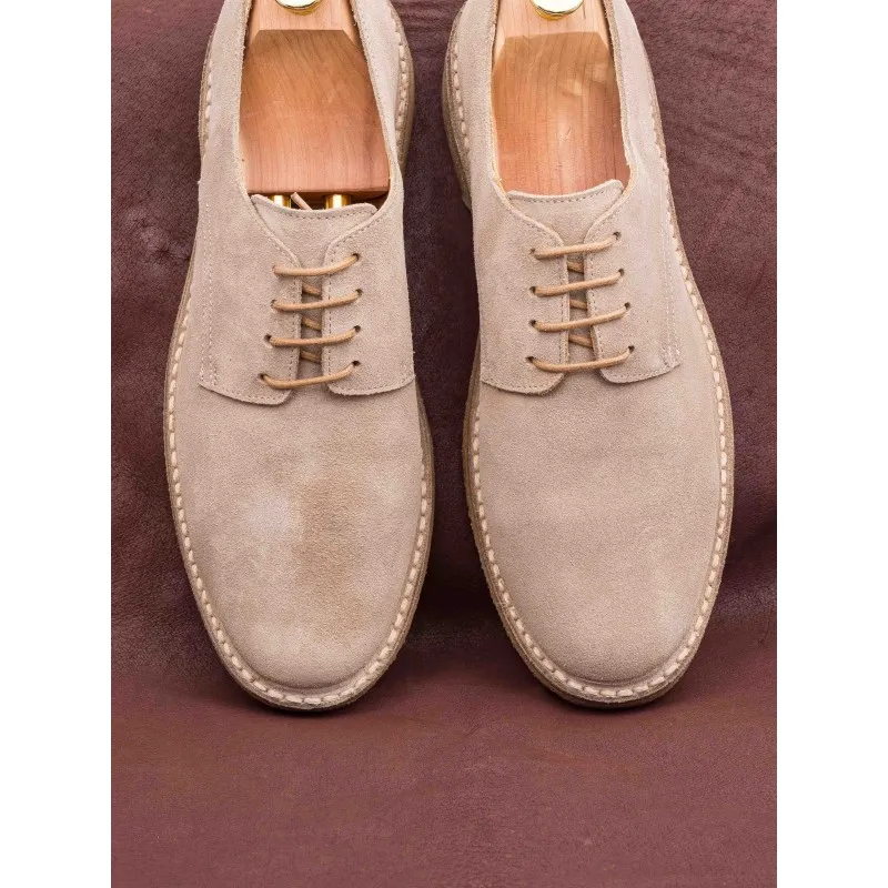 Yanko Stitchdown plain toe derby sand suede