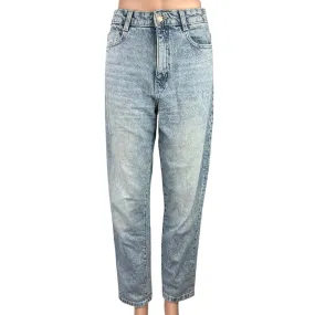 Zara Womens Blue High Rise Flat Front Casual Straight Leg Denim Jeans Pants Sz 4